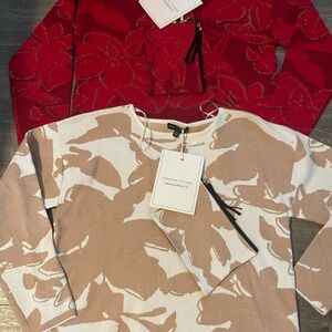 Adrianna Vittadini Red and Cream Sweater & wristlet Sets